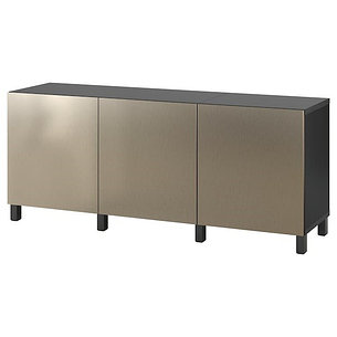 Шкаф для хранения с дверцами БЕСТО под светлую бронзу, 180x42x74 см ИКЕА, IKEA, фото 2