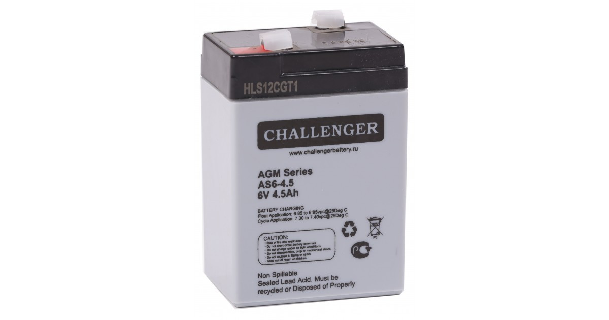 Аккумулятор Challenger AS6-4,5 (6В, 4,5Ач)