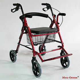 Ходунки-роляторы 4-х колесные с сиденьем и подножкой Мега Оптим FS 965 LH