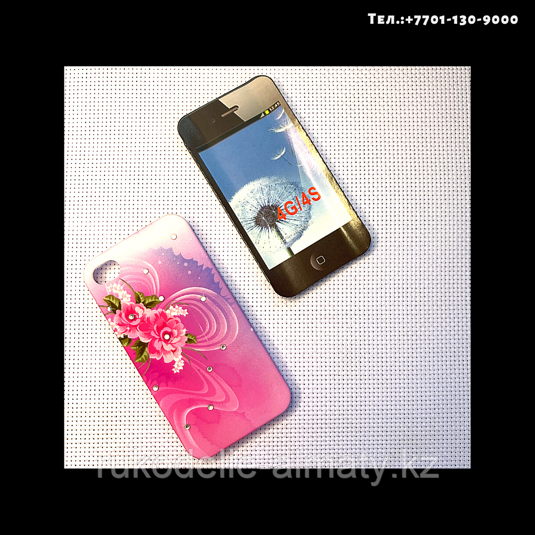 Чехол-крышка на телефон iPhone 4S цветы на розовом - фото 1 - id-p76793985