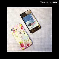 Чехол-крышка на телефон iPhone 4S цветы на бледно-розовом