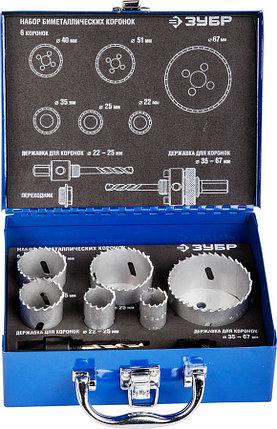 Набор коронок биметаллических ЗУБР, 6 шт: d=22-25-35-40-51-67 мм (29531-H6-2), фото 2