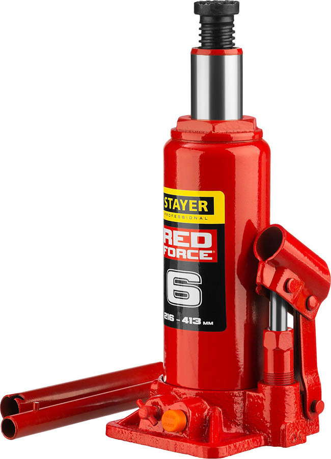 Домкрат бутылочный  Stayer, 6 т., 216-413 мм, серия "Red force" (43160-6_z01)