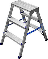 Лестница-стремянка двухсторонняя Сибин, число ступеней 3, алюминий, максимальная нагрузка 150 кг (38825-03)