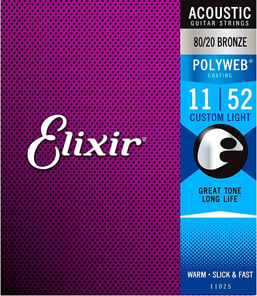 Струны для акустических гитар Elixir 11-52 POLYWEB 11025