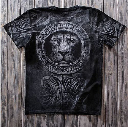 «Лев брутальный» тотальная футболка мужская, фото 2