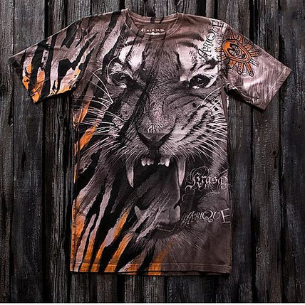Тигр африка тотальная футболка мужская, фото 1