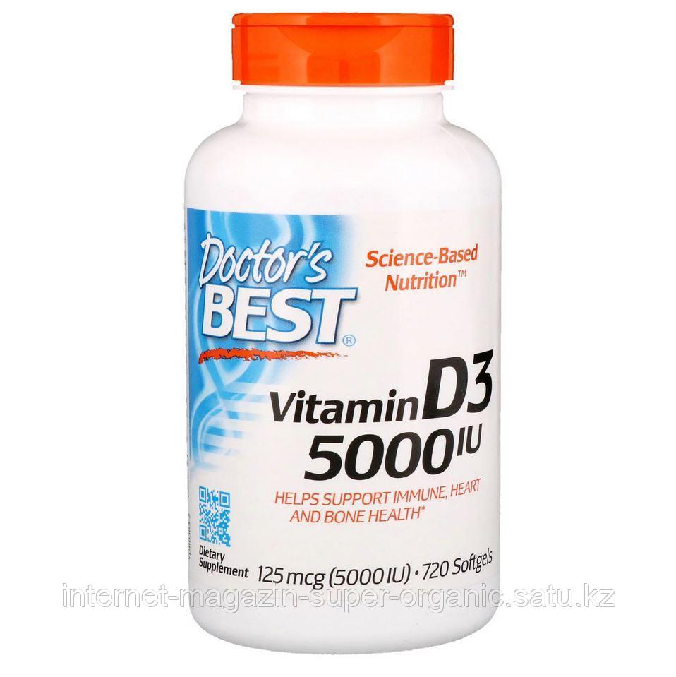 Витамин Д3 (Vitamin D3), 5000 МЕ (5000 IU), 125мкг, 720 капсул, Doctor's Best