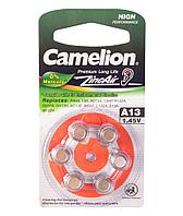 Батарейка для слуховых аппаратов Camelion A13-BP6(0%Hg), Zinc Air, A13, 1.45V (6 шт.)