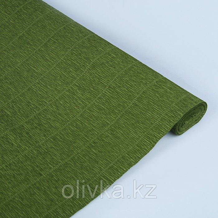 Бумага для упаковок и поделок, гофрированная, оливковый зелёный, однотонная, двусторонняя, рулон 1 шт., 0,5 х - фото 2 - id-p76892717