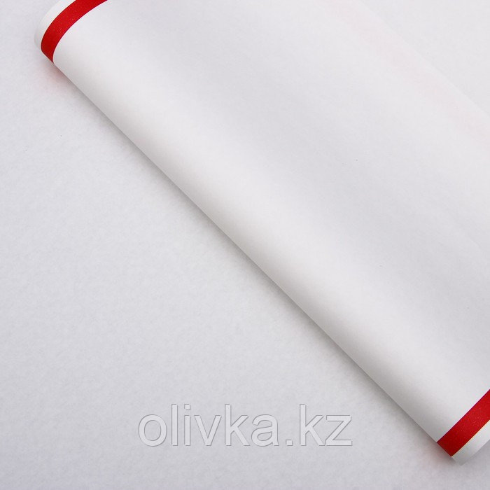 Бумага упаковочная, "Рамка", крафт белый, красная, 50 х 70 см