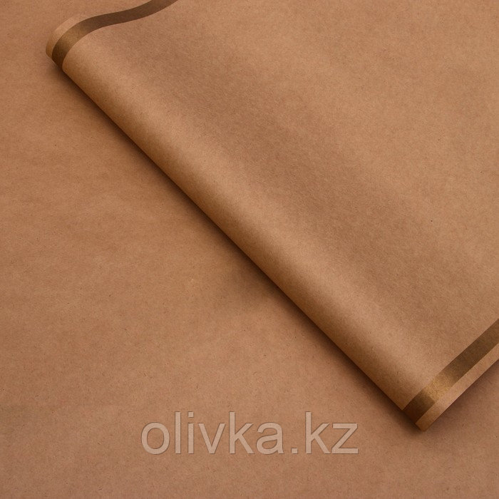 Бумага упаковочная, "Рамка", крафт, золотая, 50 х 70 см