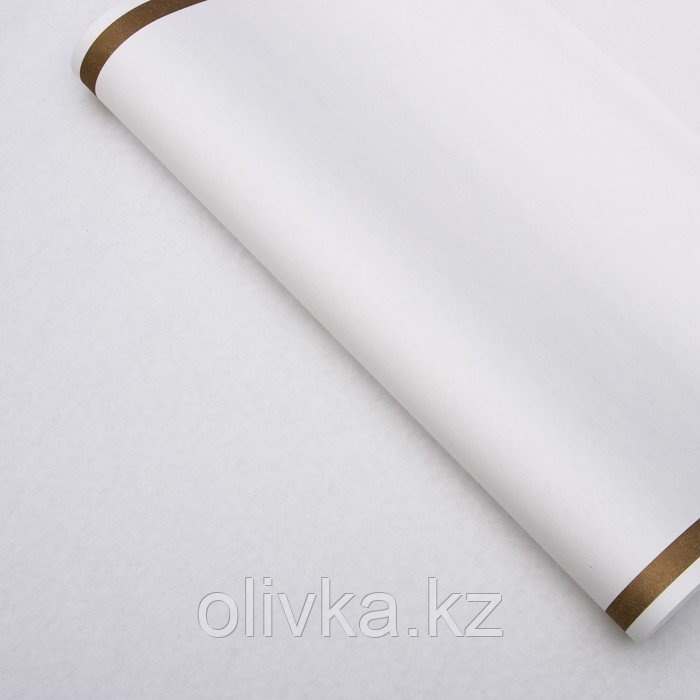 Бумага упаковочная, "Рамка", крафт белый, золотая, 50 х 70 см