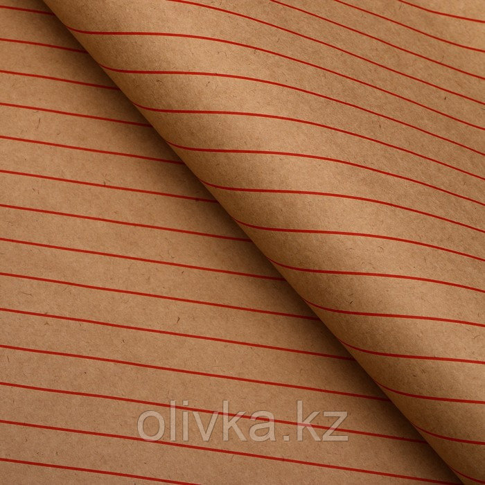 Бумага упаковочная, "Люрекс", крафт, красная, 50 х 70 см