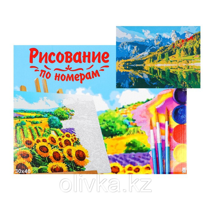 Картина по номерам на холсте, 30 × 40 см, «Зеркальное озеро»