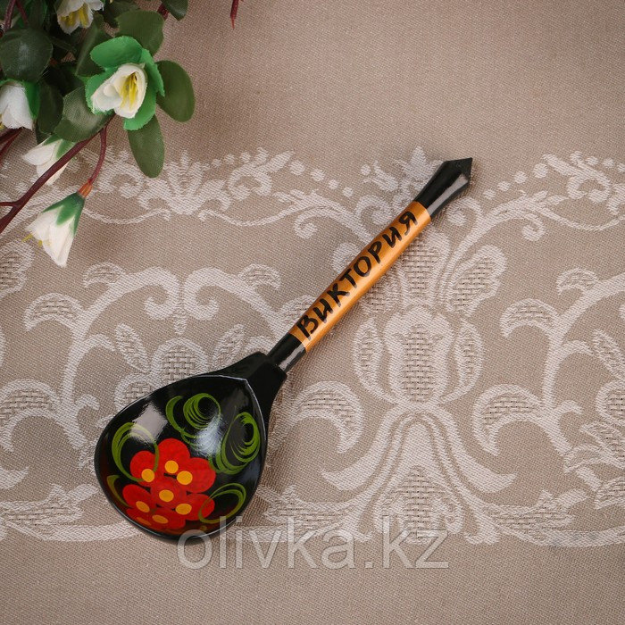 Ложка сувенирная, именная "Виктория", хохлома