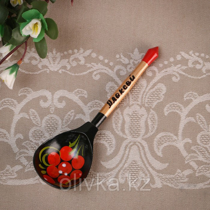 Ложка сувенирная, именная "Алексей", хохлома