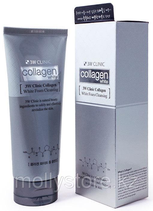 3W Clinic Collagen Whitening Foam Cleansing Осветляющая пенка с коллагеном и ниацинамидом, 180 мл