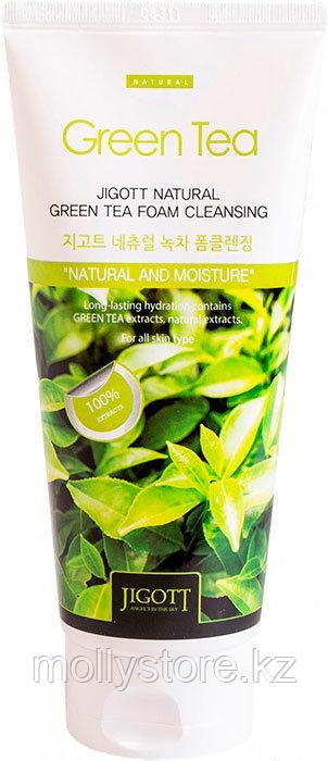 Jigott Natural Green Tea Foam Cleansing Пенка для умывания с экстрактом зеленого чая, 180 мл