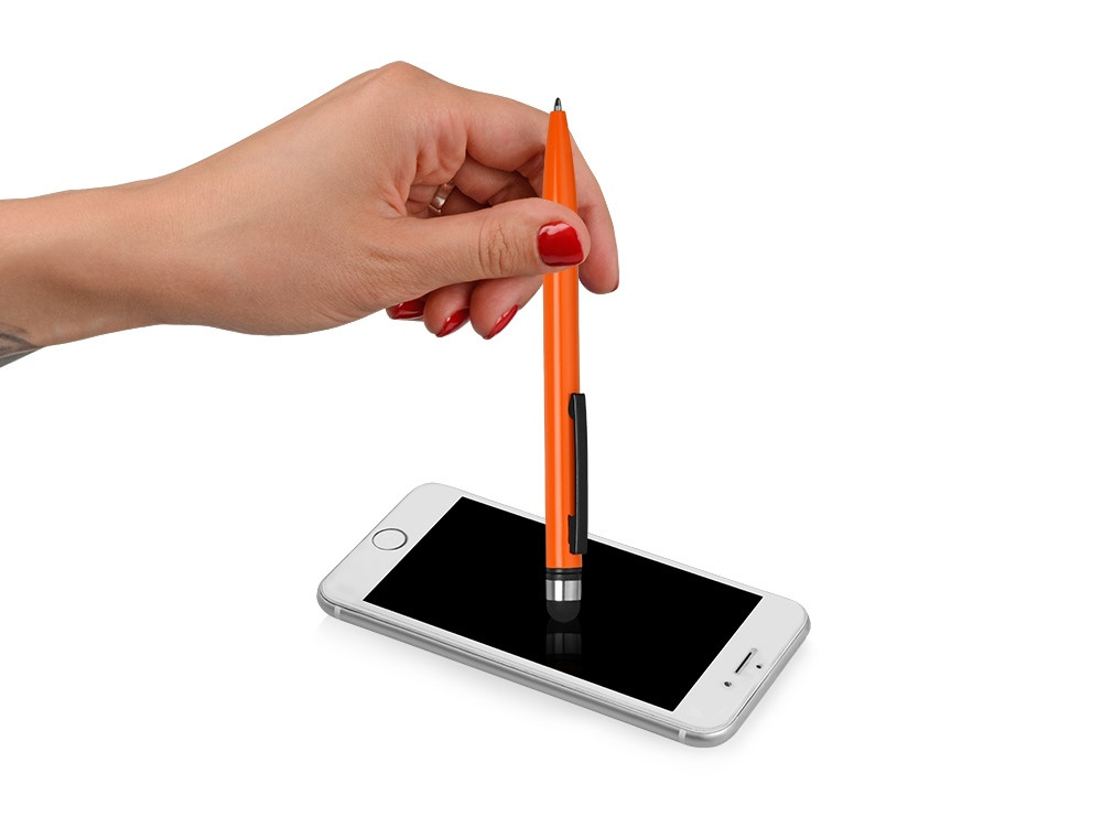 Ручка-стилус металлическая шариковая Poke, оранжевый/черный - фото 4 - id-p76907988