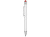 Ручка металлическая шариковая Flowery со стилусом и цветным зеркальным слоем, белый/красный, фото 4