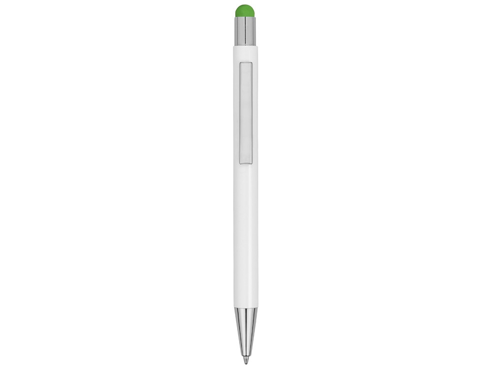 Ручка металлическая шариковая Flowery со стилусом и цветным зеркальным слоем, белый/зеленое яблоко - фото 3 - id-p76909132