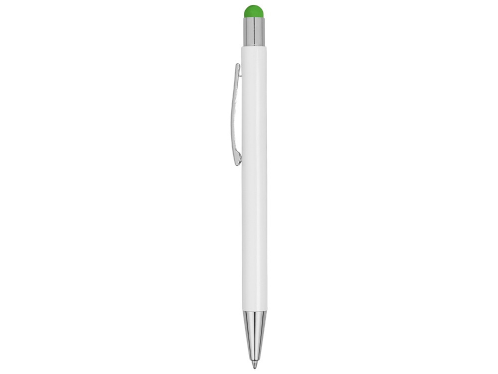 Ручка металлическая шариковая Flowery со стилусом и цветным зеркальным слоем, белый/зеленое яблоко - фото 4 - id-p76909132