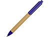 Ручка картонная пластиковая шариковая Эко 2.0, бежевый/синий, фото 2