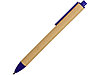 Ручка картонная пластиковая шариковая Эко 2.0, бежевый/синий, фото 3