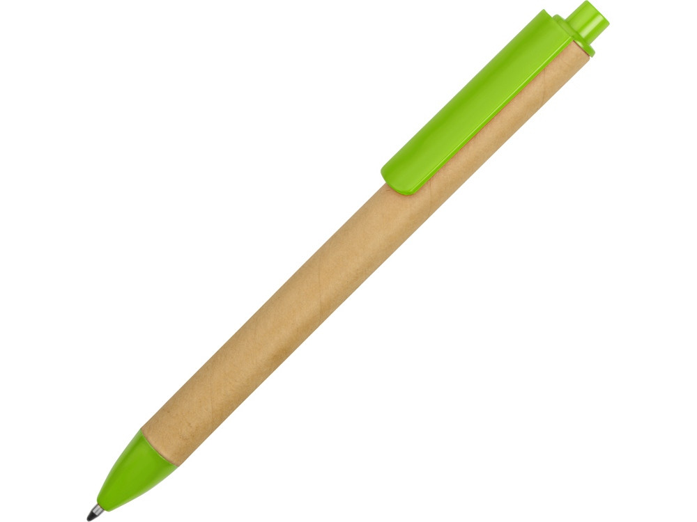 Ручка картонная пластиковая шариковая Эко 2.0, бежевый/зеленое яблоко - фото 1 - id-p76907798