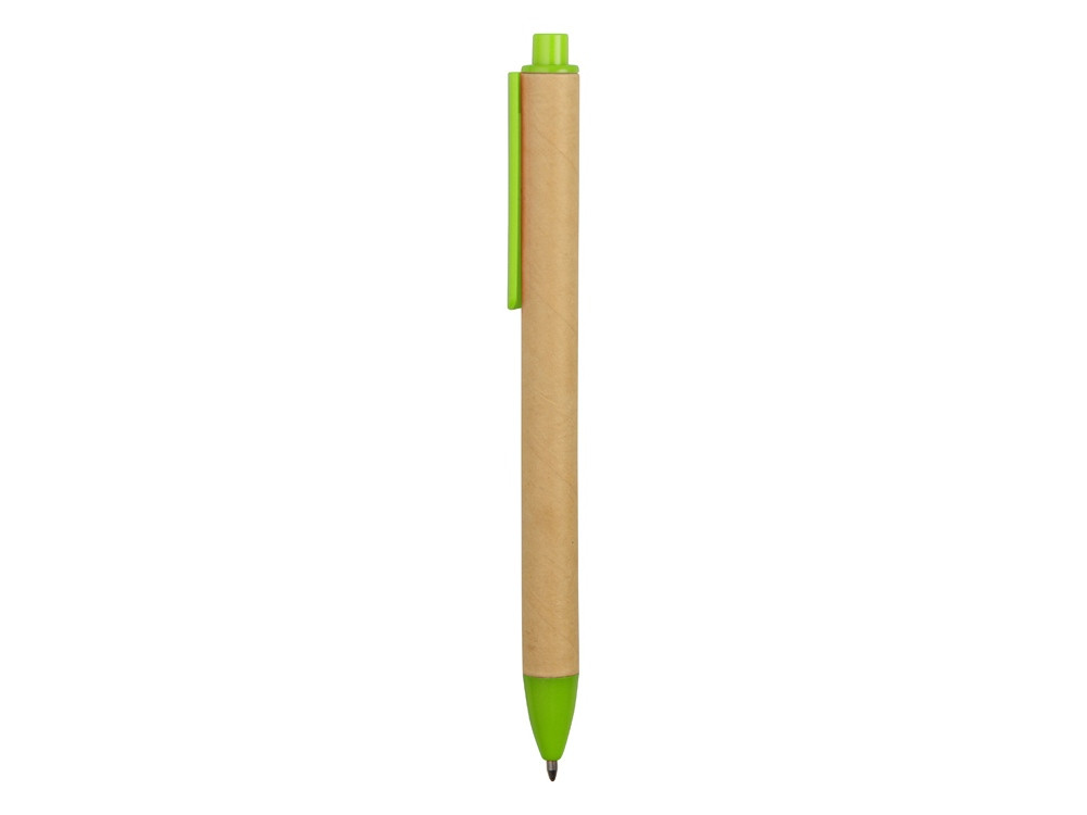 Ручка картонная пластиковая шариковая Эко 2.0, бежевый/зеленое яблоко - фото 3 - id-p76907798