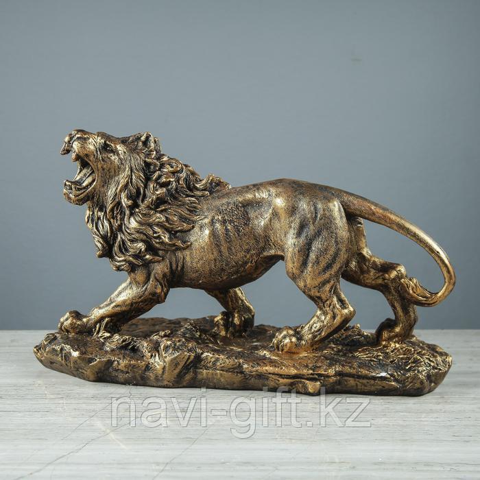 Статуэтка "Рычащий лев", бронзовый цвет, 22 см