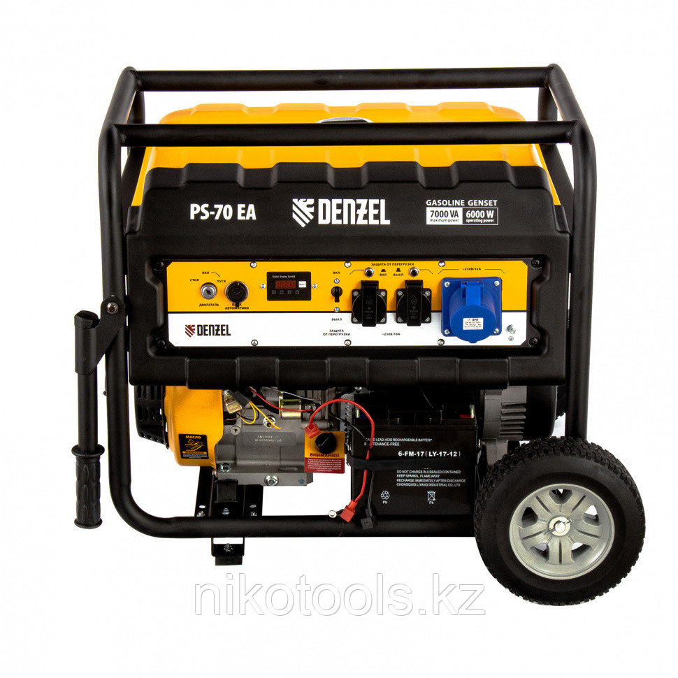 Генератор бензиновый PS 70 EA, 7,0 кВт, 230В, 25л, коннектор автоматики, электростартер// Denzel, фото 1