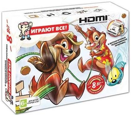 Игровая приставка 8 bit Chip & Dale HDMI + 2 геймпада + картридж с играми (Серая)