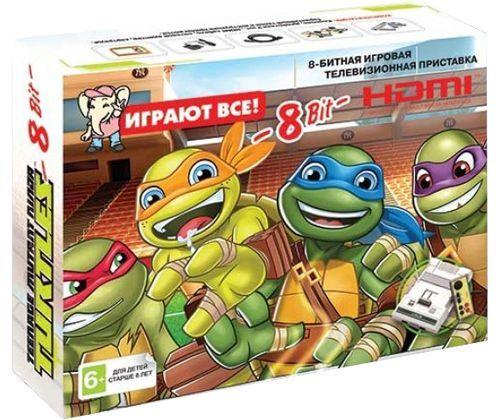 Игровая приставка 8 bit TMNT HDMI + 2 геймпада + картридж с 21 игрой (Серая) - фото 1 - id-p76975943