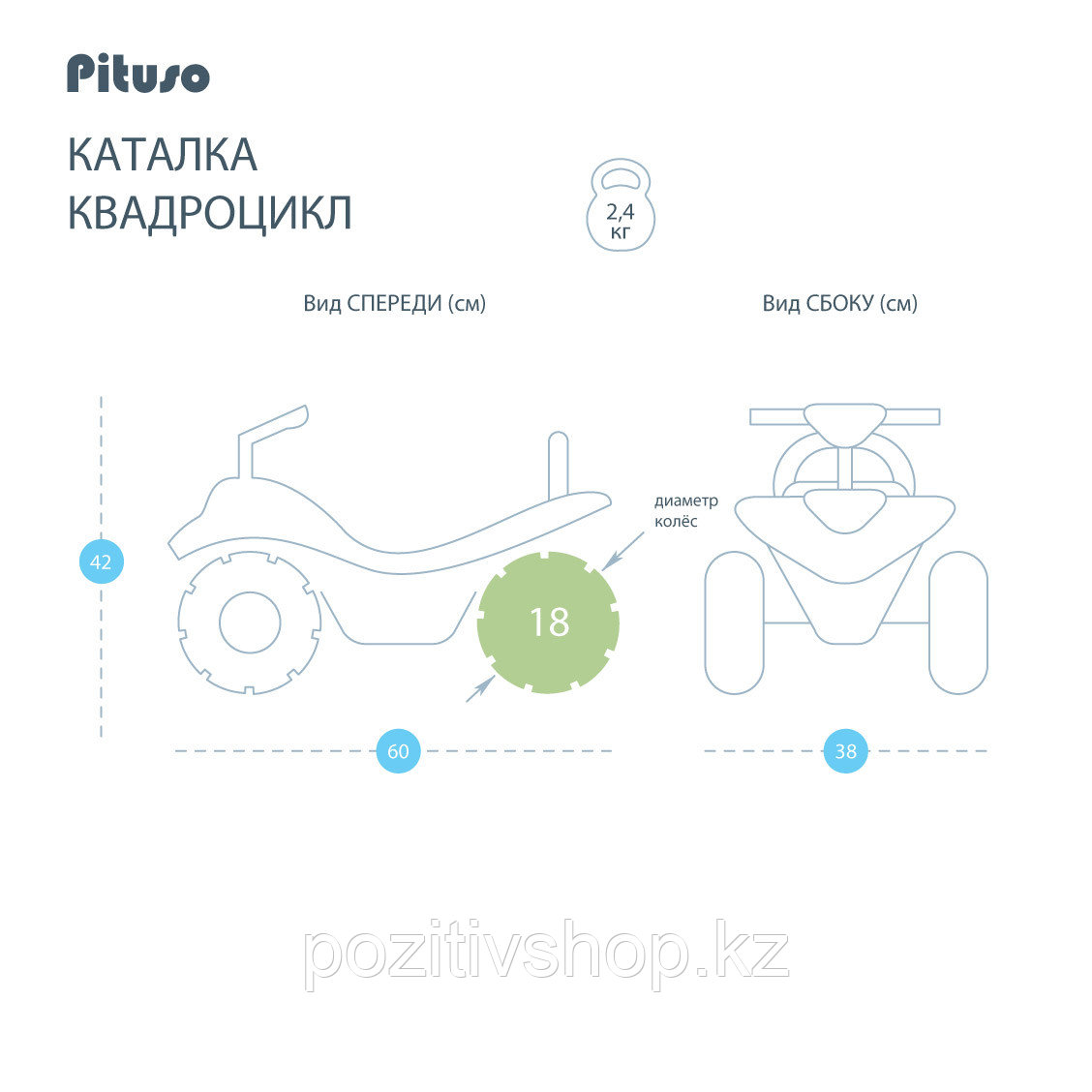 Машинка каталка Pituso Квадроцикл Kрасный - фото 9 - id-p76995565