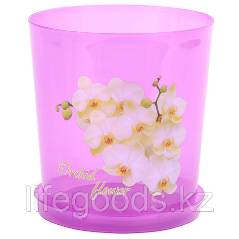 Горшок цветочный для орхидеи (декор) 1,8 л (с поддоном), Прозрачно-фиолетовый, М7544, фото 2