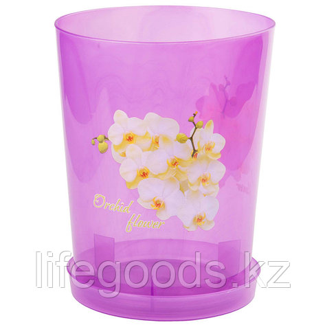 Горшок цветочный для орхидеи (декор) 3,5 л (с поддоном), Прозрачно-фиолетовый, М7546, фото 2