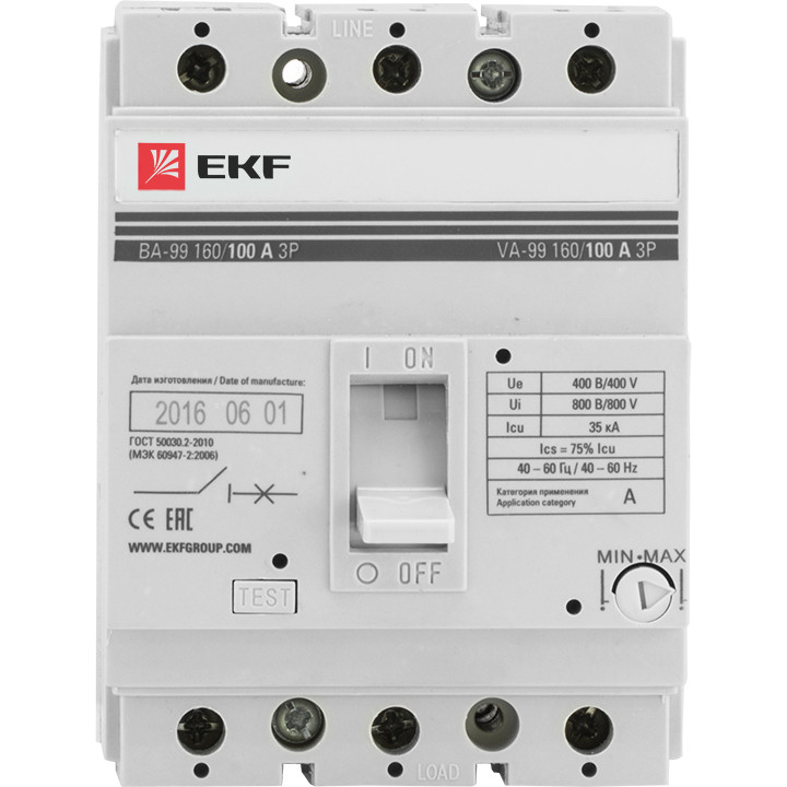 Выключатель автоматический ВА-99 160/125А 3P 35кА EKF PROxima