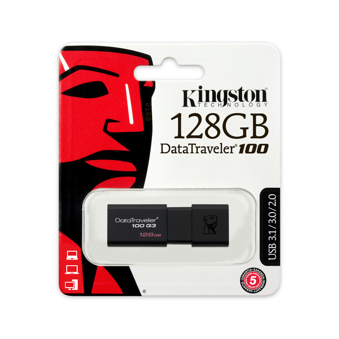 USB-накопитель Kingston DataTraveler 100G3 DT100G3 (128GB) - фото 3 - id-p76159706