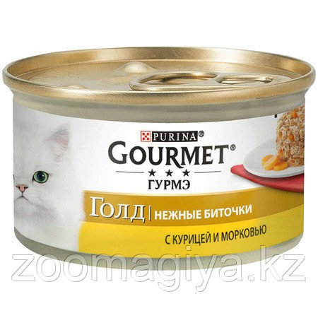 Консервы Gourmet Gold Нежные биточки для взрослых кошек с курицей и морковью - 85 г x 24 штук - фото 1 - id-p77043306