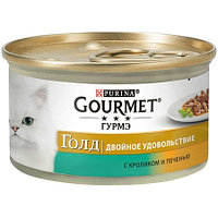 Консервы Gourmet Gold для взрослых кошек кусочки в соусе с кроликом и печенью - 85 г х 24 штук