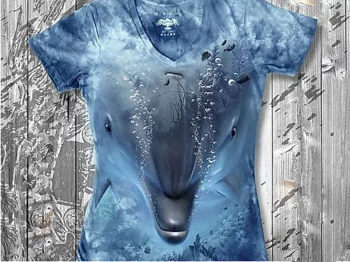 "Дельфин" Женская футболка варенка с 3D принтом, фото 2