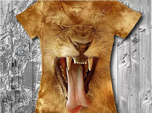 "Лев зевает" Женская футболка варенка с 3D принтом, фото 2