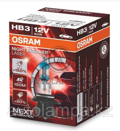 9005NL Лампа "+150%" света HB3 12V 60W P20d NIGHT BREAKER LASER уп.1шт.