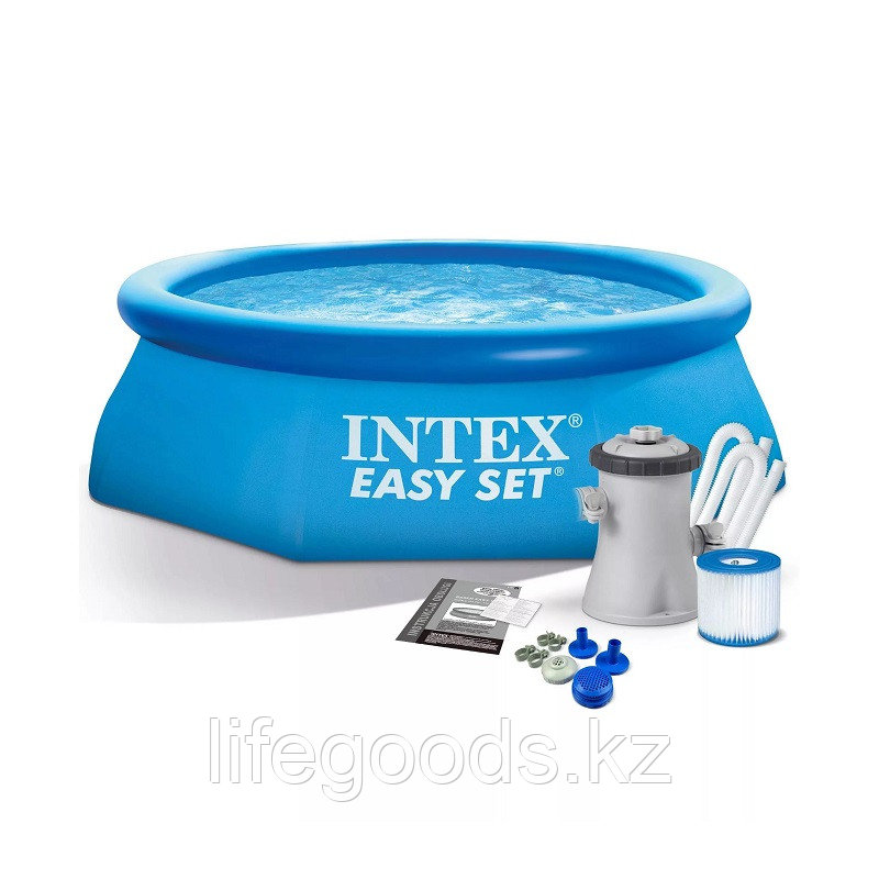 Надувной бассейн круглый 244х76см с фильтр-насосом Intex 28112
