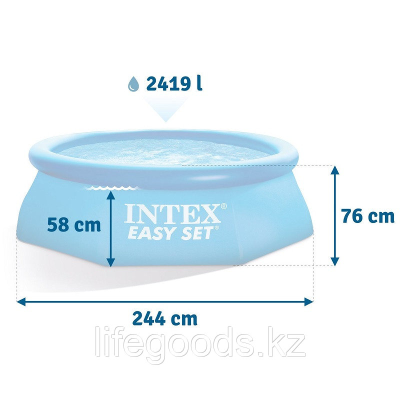 Надувной бассейн круглый 244х76см с фильтр-насосом Intex 28112 - фото 4 - id-p77090184