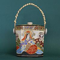 Емкость для сыпучих продуктов в стиле Сацума. Ручная роспись, эмаль.