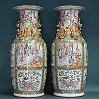 Старинные парные вазы кантонских мастеров (г.Гуанчжоу) XIX века