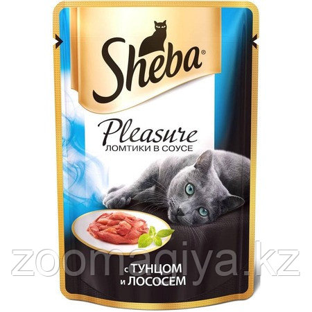 Sheba паучи в форме ломтиков тунца и лосося в соусе для взрослых кошек - 85г - фото 1 - id-p77099741